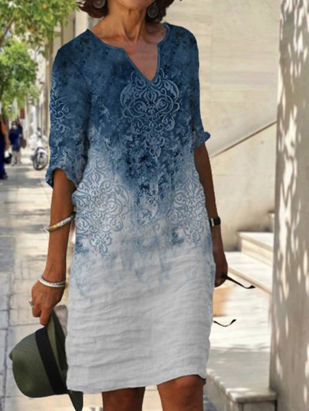 

Loose V Neck Ethnic Dresses, Multicolor, Dresses