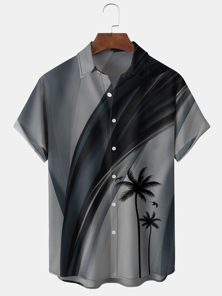

Men's 3D Coconut Tree Print Casual Breathable Hawaiian Short Sleeve Shirt, Blue, Men's Floral shirt