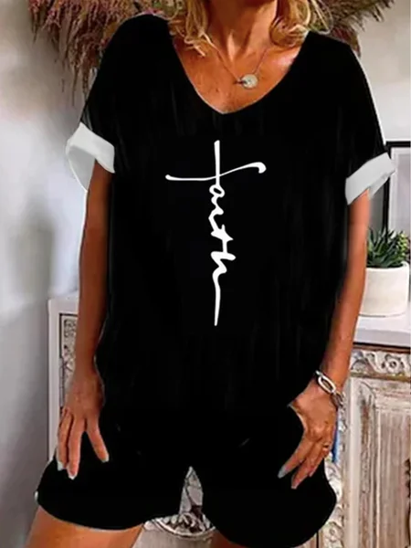 

Loose Text Letters Two Piece Sets, Black, Dresses