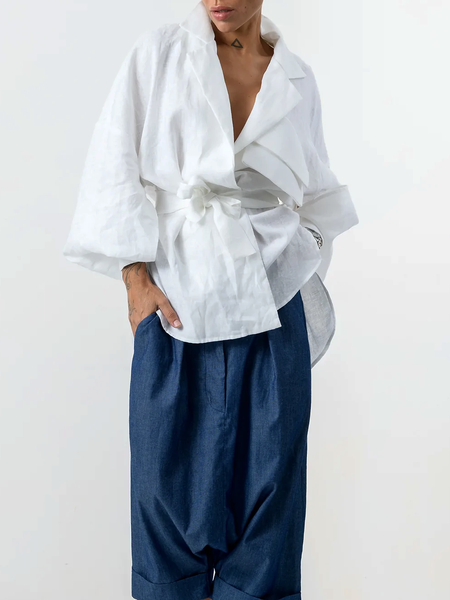 

Autumn H-Line Plain Casual Trench Long sleeve Daily Coat, White, Others