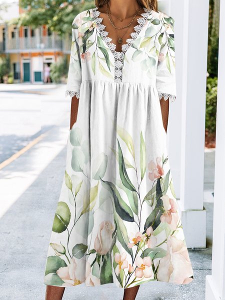 

Holiday flowers leaves Lace Long Dress Plus Size, Multicolor, Dresses