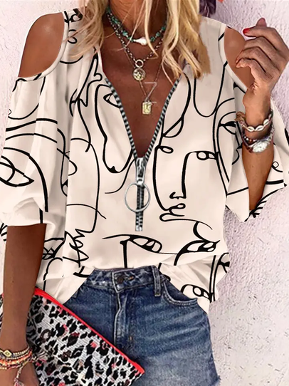 

V Neck Regular Fit Tops, Khaki, Shirts & Blouses