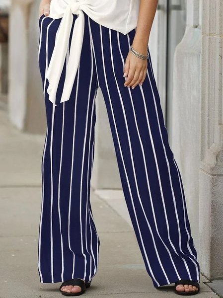 

Casual Striped Casual Pants, Blue, Pants