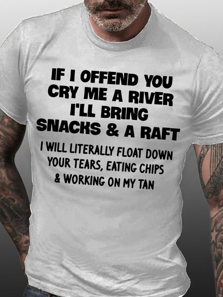 

Mens Funny If I Offend You Cotton Crew Neck T-Shirt, White, T-shirts