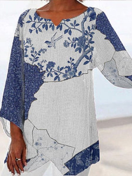 

V Neck Casual Color Block Tops, Multicolor, Shirts & Blouses