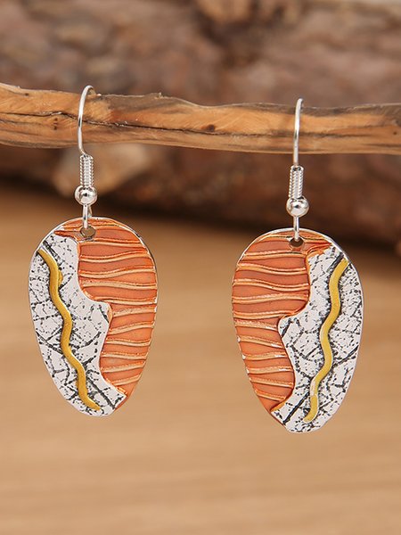 

Ethnic Stripe Stitching Geometric Earrings Everyday Vintage Jewelry, As picture, Earrings