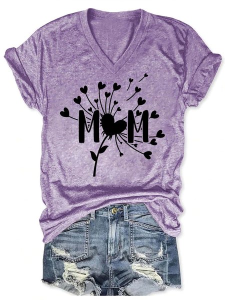 

Women Mom Love Tree Cotton-Blend Regular Fit Heart/Cordate T-Shirt, Purple, T-shirts
