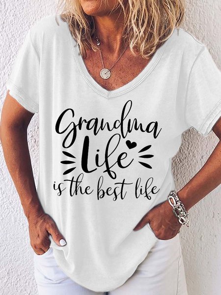 

Women Grandma Letter Casual T-Shirt, White, T-shirts