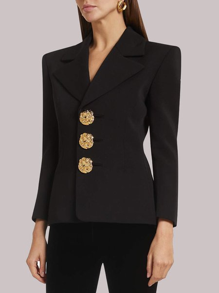 

Elegant Regular Fit Plain Daily Blazer, Black, Blazers