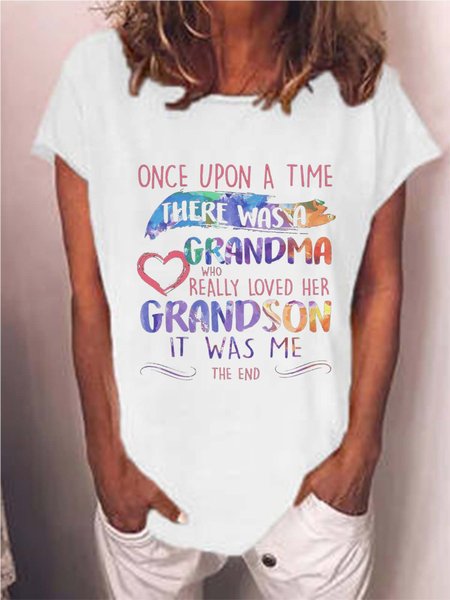 

Women Grandma Letter Casual Loose Crew Neck T-Shirt, White, T-shirts
