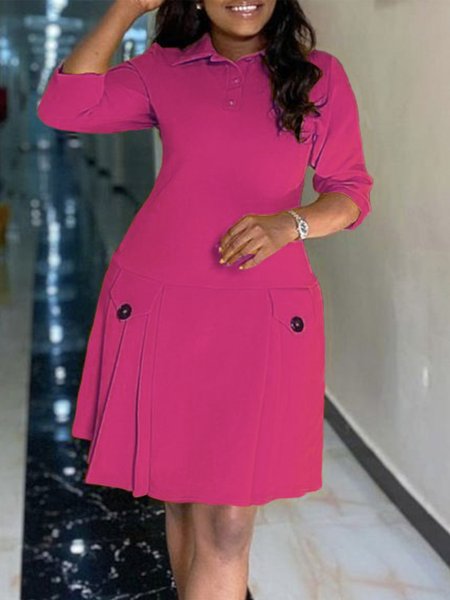 

Regular Fit Urban Shirt Collar Mini Dress, Rose red, Midi Dresses