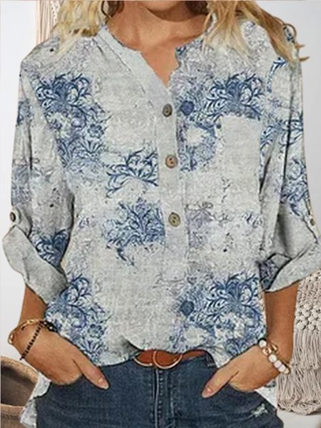 

Floral Crew Neck Loose Blouse, Multicolor, Shirts & Blouses