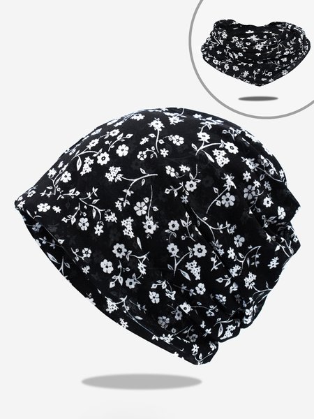 

Casual Ethnic Flower Pattern Lace Hat Pullover Cap, Black, Women Hats