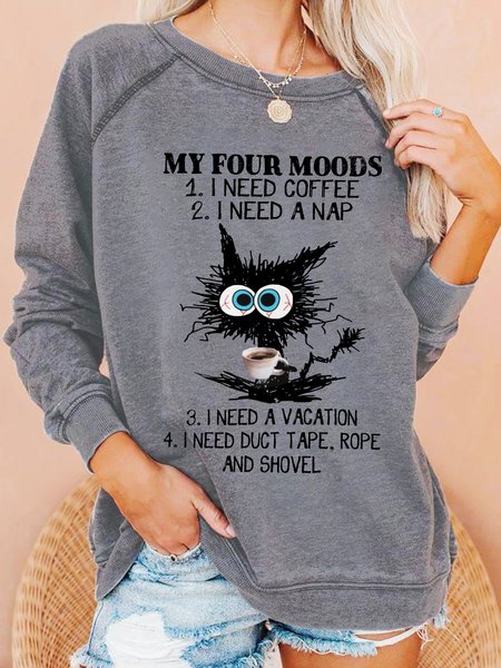 

Womens Funny My Four Moods Casual Sweatshirt, Light gray, Hoodies&Sweatshirts