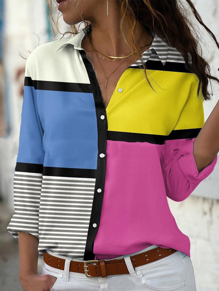 

Color Block Casual Blouse, Multicolor, Shirts & Blouses