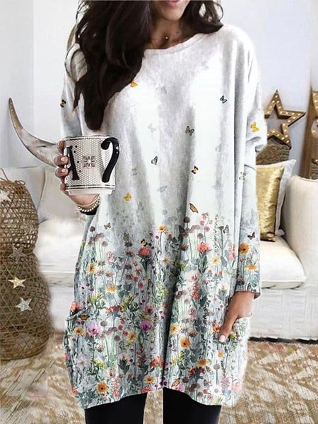 

Floral Casual Crew Neck Tops, Multicolor, Shirts & Blouses