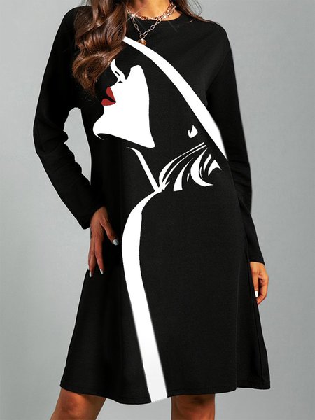 

Casual Figure Crew Neck Dresses, Black, Dresses