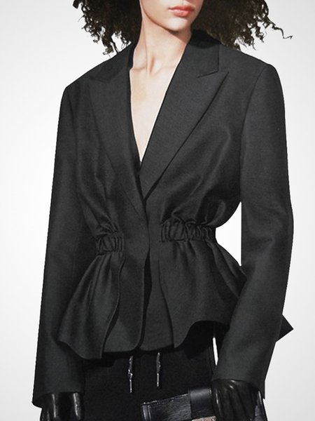 

Long sleeve Daily Black Regular Fit Lapel Collar Urban Blazer, Blazers