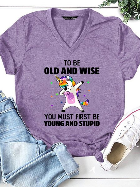 

Womens Unicorns To Be Old And Wise T-Shirt, Purple, T-shirts