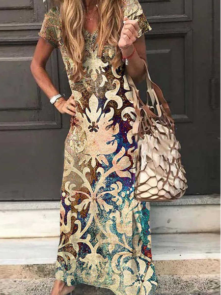 

Floral Casual Loose Dresses, Multicolor, Dresses