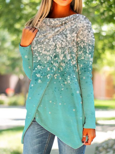 

Casual Crew Neck Ombre Tops, Aqua, Shirts & Blouses