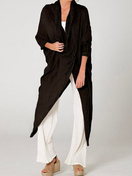 

Casual Loose V Neck Other Coat, Black, Cardigans