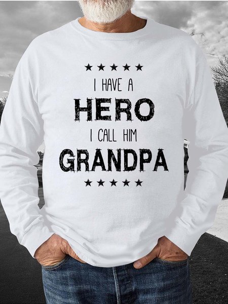 

Men Grandpa Family Star Letters Casual Figure Regular Fit Sweatshirt, White, Hoodies&Sweatshirts