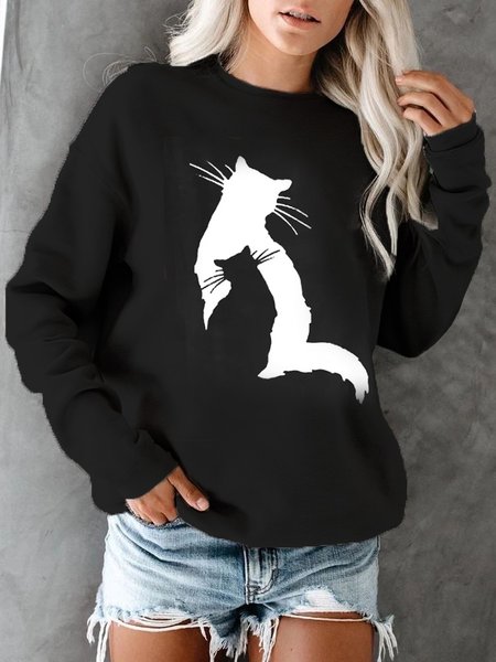 

Cat Casual Cotton-Blend Sweatshirts, Black, Sweatshirts & Hoodies