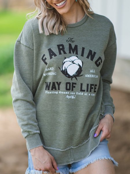 

Casual Text Letters Crew Neck Sweatshirts, Army green, Sweatshirts & Hoodies