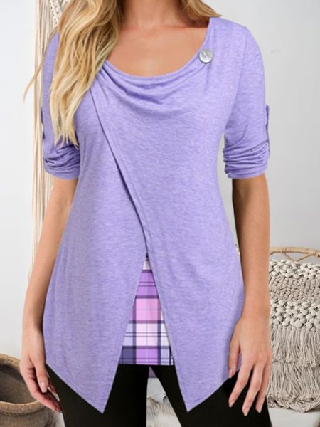 

Plaid Loose Casual T-Shirt, Multicolor, Shirts & Blouses
