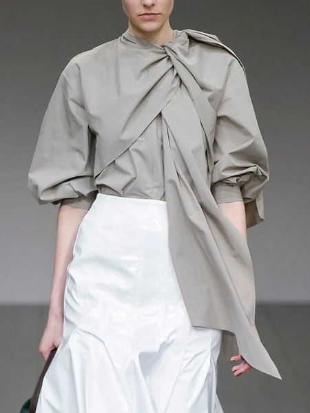 

Urban Plain Regular Fit Half Sleeve Blouse, Gray, Blouses and Shirts