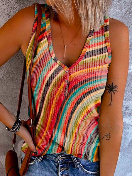 

Striped Casual Tank & Cami, Multicolor, Tanks & Camis