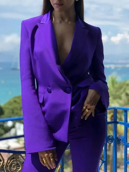 

Long sleeve Daily Urban Lapel Collar Blazer, Purple, Blazers