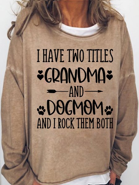 

Womens Grandma & Dogmom Crew Neck Letters Sweatshirt, Light brown, Hoodies&Sweatshirts