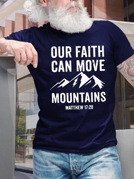 

Our Faith Can Move Mountains Matthew 17:20 Men's T-Shirt, Purplish blue, T-shirts