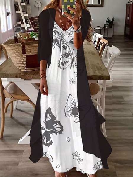 

Loose Butterfly Two-Piece Set, Black, Dresses