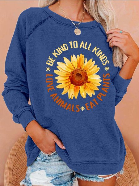 

Women Floral Letters Animal Cotton Sweatshirts, Blue, Hoodies&Sweatshirts