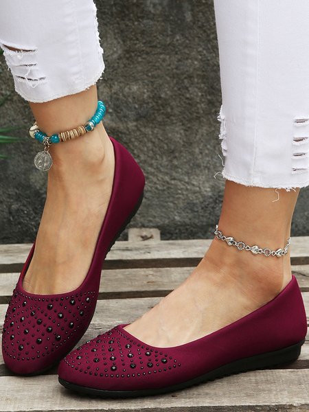

Rhinestone Design Commuter Flats, Wine red, Flats