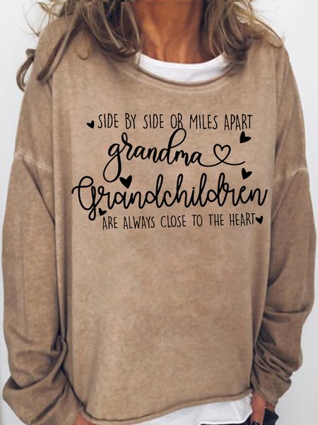 

Womens Grandchildren And Grandma Will Always Heart By Heart Casual Sweatshirts, Light brown, Hoodies&Sweatshirts