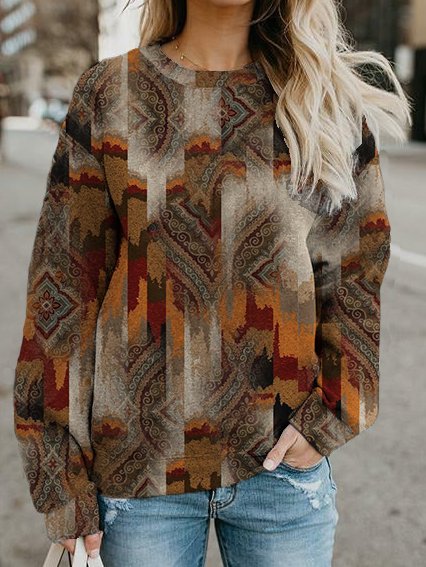 

Casual Cotton-Blend Crew Neck Sweatshirts, Multicolor, Sweatshirts & Hoodies