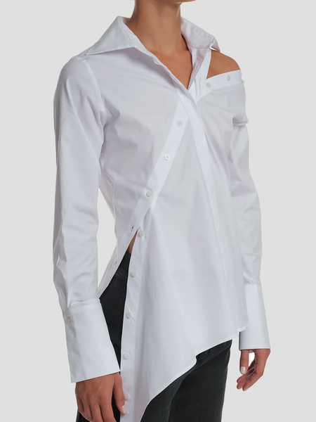 

Autumn No Elasticity H-Line Loose Long sleeve Daily Blouse, White, Blouses and Shirts
