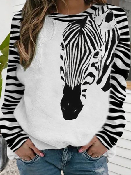 

Casual Animal Autumn Loose Long sleeve Crew Neck H-Line Regular Medium Elasticity Sweatshirts for Women, Multicolor, Hoodies & Sweatshirts