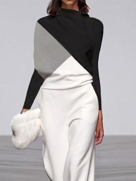 

Long Sleeve Loosen Urban Blouse, Black-white, Blouses and Shirts
