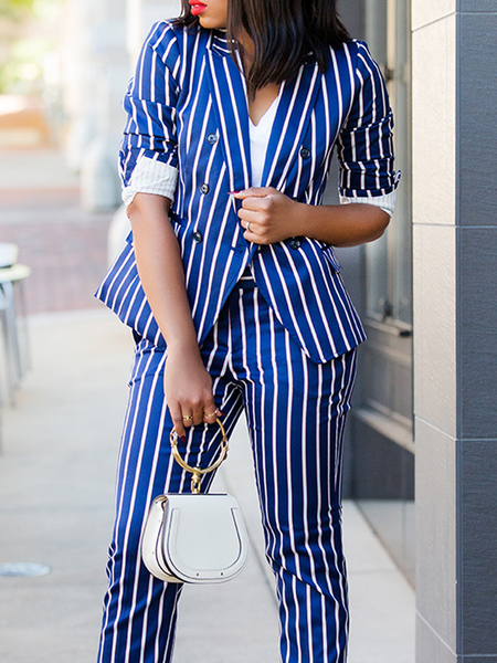 

Autumn H-Line Regular Fit Lapel Collar Regular Fit Striped Long sleeve Blazer, Stripe, Blazers