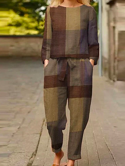 

Vacation Plaid Two Piece Set, Multicolor, Suits