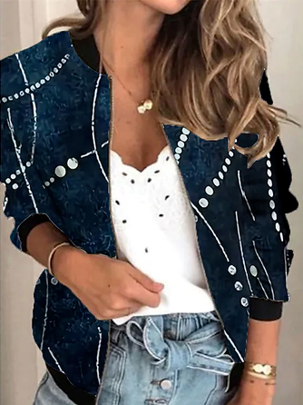 

Casual Regular Fit Geometric Zipper Other Coat, Purplish blue, Coats