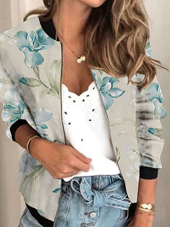

Casual Floral Crew Neck Floral Other Coat, Multicolor, Coats