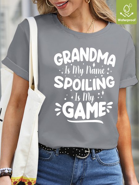 

Casual Text Letters Loose Waterproof, Oilproof And Stainproof Fabric T-Shirt, Light gray, T-shirts