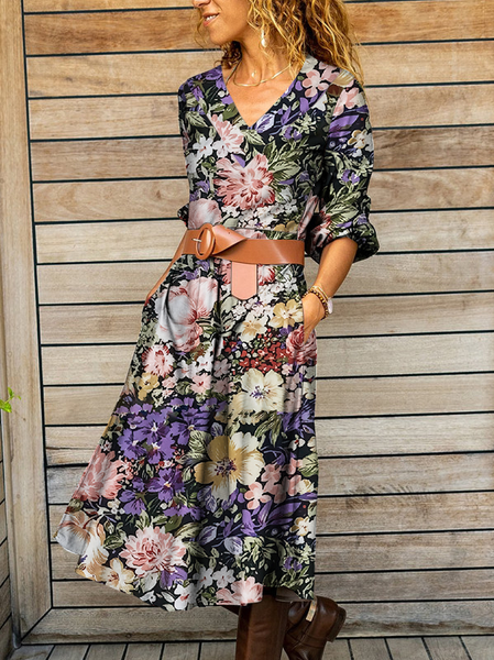 

Floral Regular Fit Casual Dresses, Multicolor, Dresses