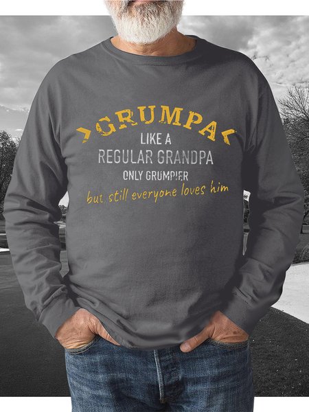 

Men's Grumpa Like Regular Grandpa Print Crew Neck Casual Text Letters Sweatshirt, Gray, Hoodies&Sweatshirts